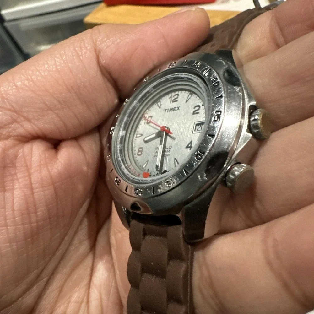 Works Rare Timex Indiglo Quartz Men's Watch Indiglo & Alarm Not working 44mm 7.5